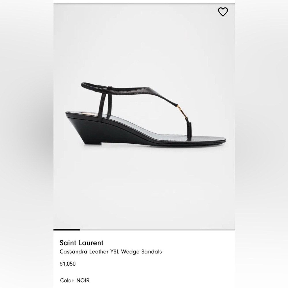Saint Laurent Cassandra Leather YSL Wedge Sandals